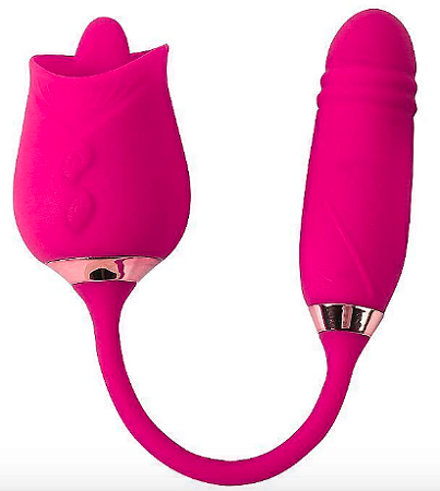Flowery Plus - Rosa Língua Para Clitóris e Vibrador para introdução - 10 modos de Estimulo Língua + 10 Vai e vem