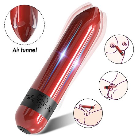 Vibrador Bullet Super Potente Recarregável - Vermelho - Cápsula Vibratória 9 modos de vibração