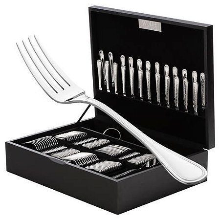 FAQUEIRO 130 PCS AÇO INOX C/ESTOJO DE MADEIRA LOUVRE WOLFF