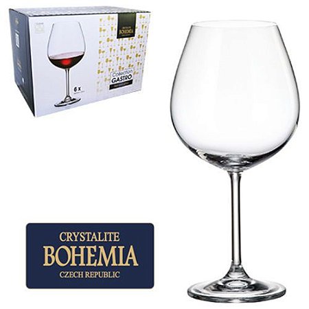 CONJUNTO 6 TAÇAS VINHO CRISTAL 650ML ROJEMAC BOHEMIA