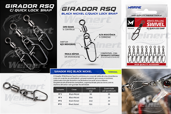 Girador Marine Sports RSQ Black Nickel com Quick Lock Snap
