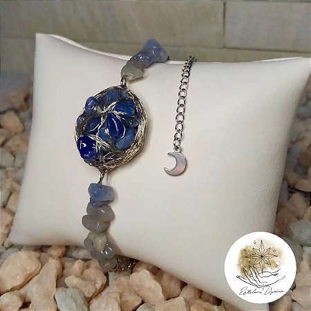 Pulseira Pedra Natural Cascalho Quartzo Azul PROMO