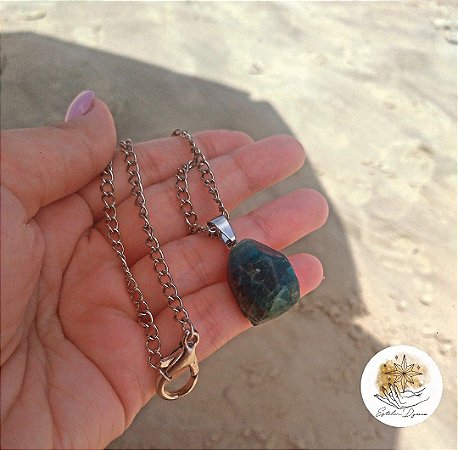 Choker/Colar pedra Apatita azul bruta PROMO