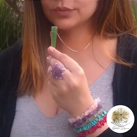 Colar difusor de pedra natural quartzos Verde PROMO