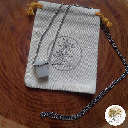 Colar difusor pessoal de pedra quartzo branco PROMO