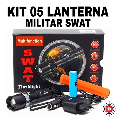 ATACADO KIT 05 Lanterna Militar Tática SWAT