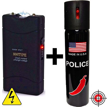 Kit Defesa Pessoal Taser 5k + Spray de Defesa POLICE U.S.A