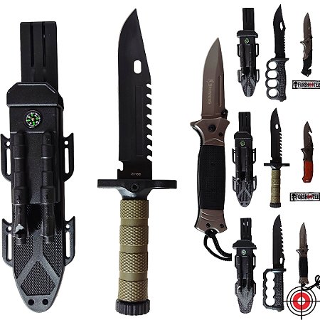 Kit Tático Faca Militar de Combate + Canivete Tático