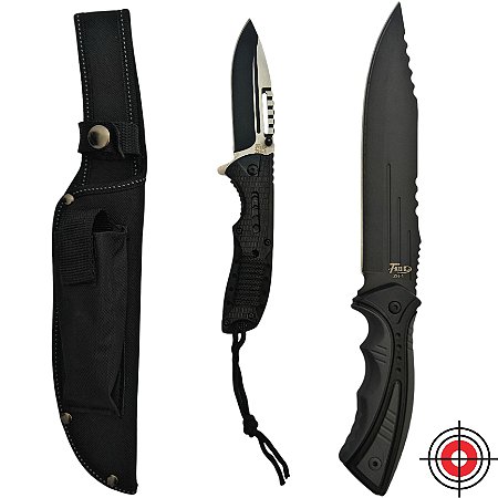 Kit Militar Faca + Canivete Tático