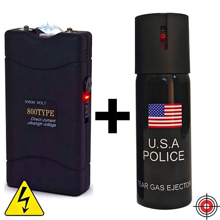 Kit Defesa Pessoal Taser + Spray de Defesa POLICE U.S.A 60ml
