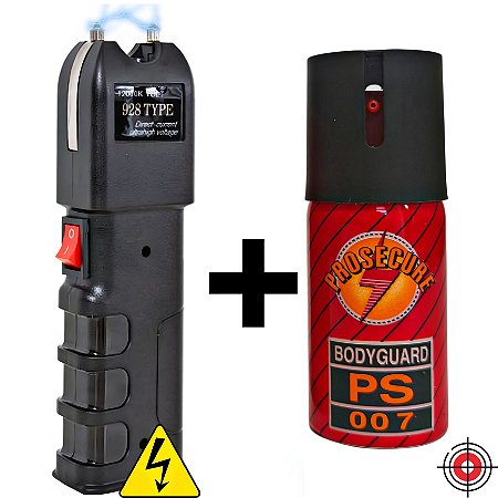 Kit Defesa Pessoal Super Taser + Mini Spray de Defesa BODYGUARD PS 007 40ml