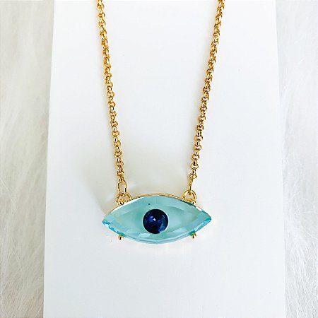 COLAR OLHO GREGO CRISTAL AZUL.