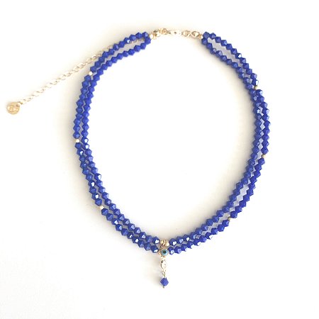 CHOCKER PEDRAS DE CRISTAL AZUL BIC.