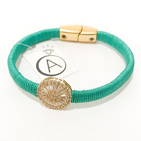 PULSEIRA DE COURO, PIZZA ZIRCÔNIAS.