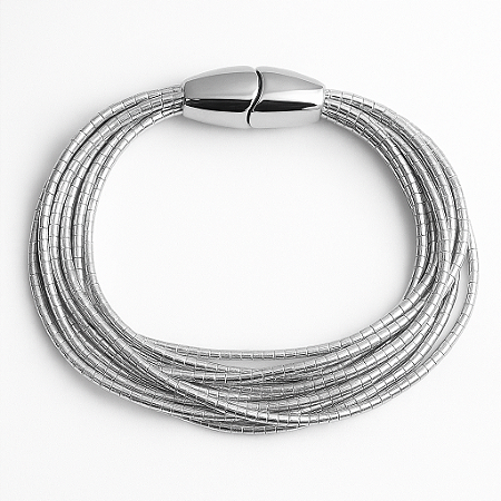 Pulseira Canutilhos Alongados Ródio MAIA Oito Fios