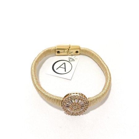 PULSEIRA DE COURO CINTÉTICO, PIZZA ZIRCÔNIAS.