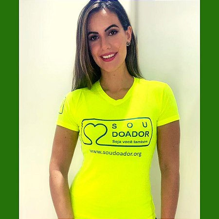 Camiseta Baby Look Sou Doador Amarela Neon