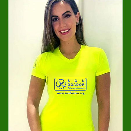 Camiseta Baby Look Sou Doador Amarela Neon