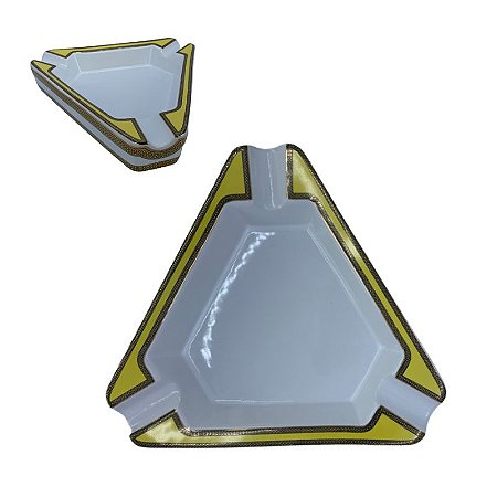 CINZEIRO PORCELANA TRIANGULO BCO P/ 3 CHAR.