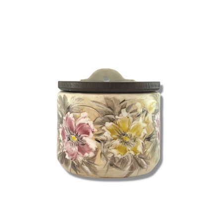 Saleiro de Parede Reto com Tampa Madeira Pequeno 420 grs Sal - AZALEIAS ROSA AMARELA/AMARELO