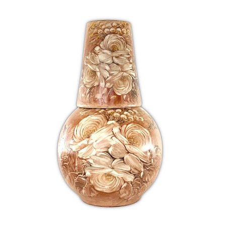 Moringa Bola Grande Jarra Água Fresca com Copo 1,500 Litros Porcelana ROSA BRANCA/CHOCOLATE