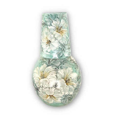 Moringa Bola Grande Jarra Água Fresca com Copo 1,500 Litros Porcelana AZALEIAS BRANCA/TIFFANY