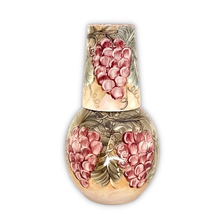 Moringa Bola Grande Jarra Água Fresca com Copo 1,500 Litros Porcelana UVAS ROSE/CARAMELO