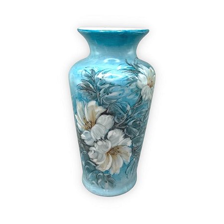 Vaso de Porcelana para Flores Jarro de Louça Grande Flamingo 19 cm Pintado à Mão FLORAL AZALEIA BRANCA