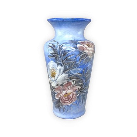 Vaso de Porcelana para Flores Jarro de Louça Grande Flamingo 19 cm Pintado à Mão FLORAL ROSAS BRANCA ROSA