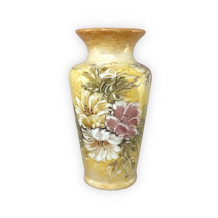 Vaso de Porcelana para Flores Jarro de Louça Grande Flamingo 19 cm Pintado à Mão FLORAL AZALEIAS BRANCA AMARELA ROSA
