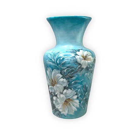 Vaso de Porcelana para Flores Jarro de Louça Grande Ornato 19 cm Pintado à Mão FLORAL AZALEIA BRANCA