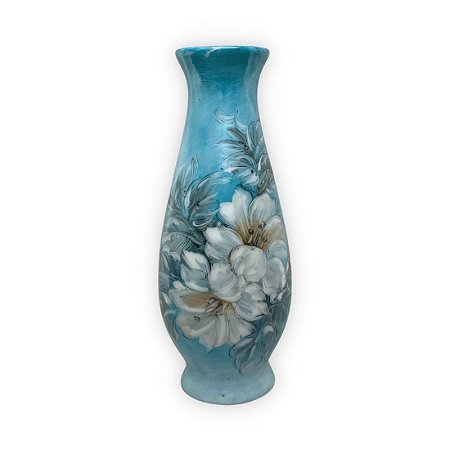 Vaso de Porcelana para Flores Jarro de Louça Médio Solitário 17 cm Pintado à Mão AZALEIA BRANCA