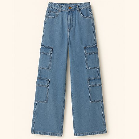 Calça jeans cargo juvenil