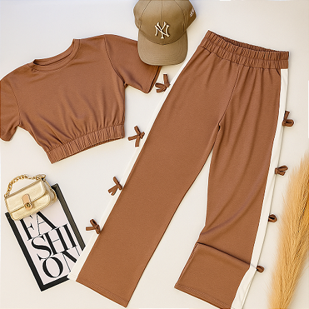 Conjunto Laço manga curta e calça widlegg