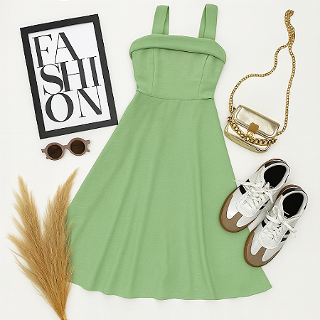Vestido mid com bolso