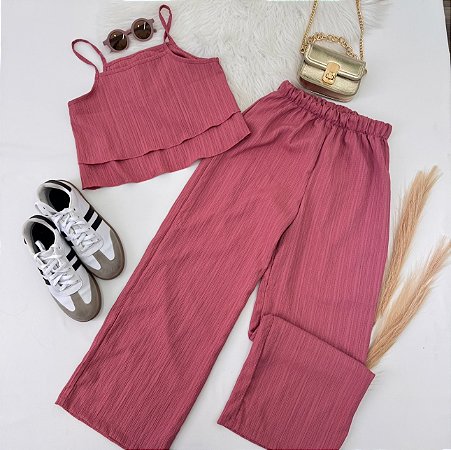Conjunto Pantalona + blusinha de alcinha