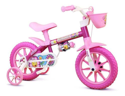 Bicicleta Feminina Infantil Flower Aro 12 Freio Tambor Rosa