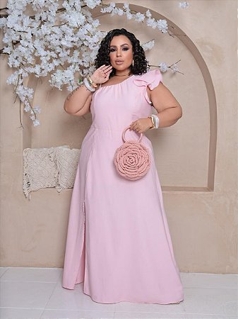 Vestido rosa maravilhoso.