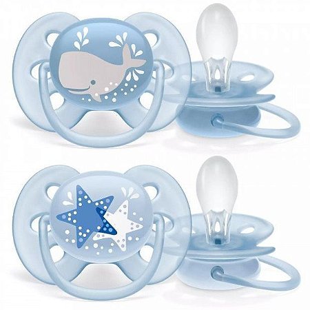 Chupeta Philips Avent Ultra Soft Dupla Baleia Estrela 6-18 Meses