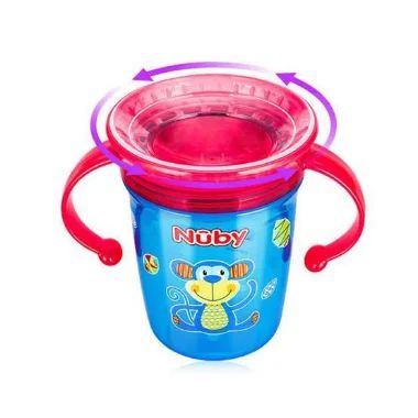 Copo 360 Nuby Wonder Cup com tampa higiênica e alças - Azul