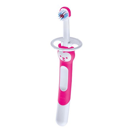 Escova de Dente Infantil MAM Training Brush Rosa 5+ meses (Cabo longo)