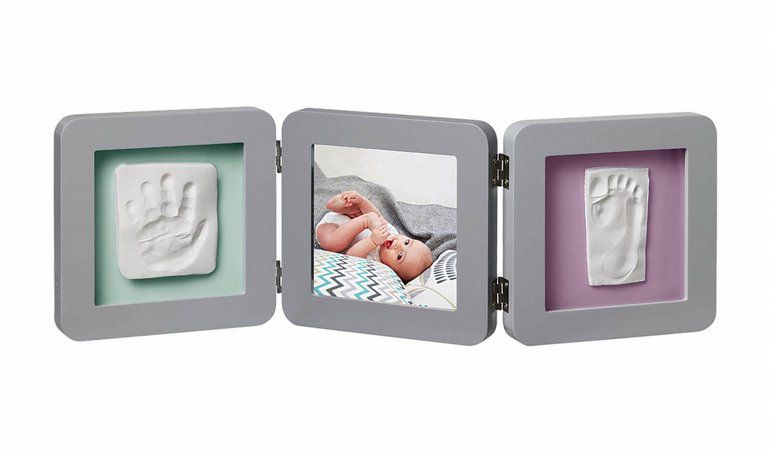 My Baby Touch Porta Retrato com Molde Duplo Baby Art (White & Grey)