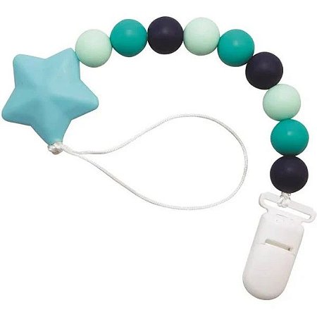 Prendedor de Chupeta de Silicone Estrela Azul Girotondo Baby