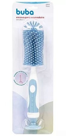 Escova para Mamadeira e Bico em Silicone Buba - Azul