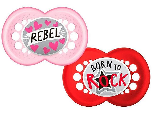 Chupeta MAM Original Rosa - Edição Limitada Rock - 6+ meses - Embalagem Dupla