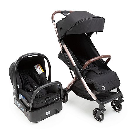 Carrinho Travel System Eva²  Trio  Maxi cosi - Essential Black Champagne