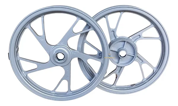 Jogo Roda Cg Fan Titan 150 Pé De Galinha Freio Disco Prata