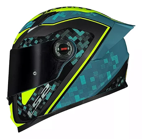 Capacete Ls2 Ff358 S Striker Azul Amarelo Com Spoiler