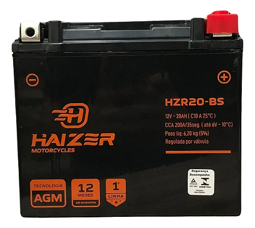 Bateria 20 Ah Ampéres Haizer HZR20-BS Harley / Triumph / Quadricilo Cam Am 400 Outlander 400, Xt, Max 2004 -12