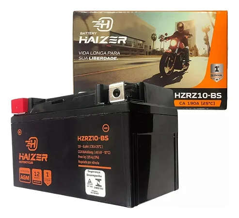 Bateria 10 Ah Ampéres Haizer HZRZ10-BS Honda Hornet Cb 500 F / Cb 500 X